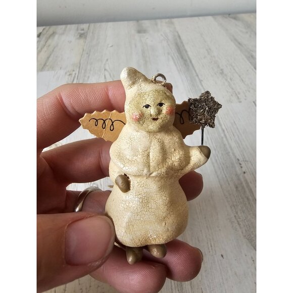 Vintage Nicole sayre cherub angel ornament fairy glitter sparkle Xmas decor tree - Picture 6 of 14